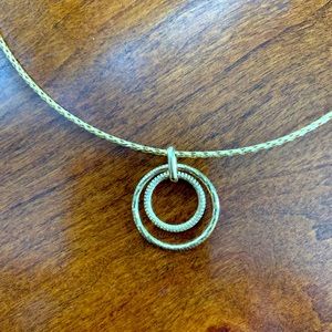 14K Gold Double Circle Pendant and 16” 14KNecklace